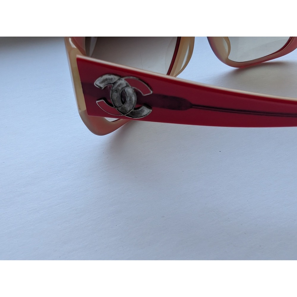 Chanel 5101 Sunglasses Red Tan Square Gradient Lens 57-18 130 CC Logo Summer - Picture 3 of 8